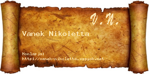Vanek Nikoletta névjegykártya